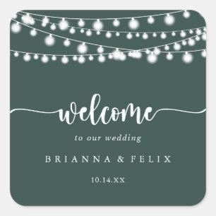 Sticker Carré Accueil Mariage vert Rustique