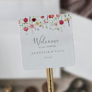Sticker Carré Accueil simple du Mariage Fleur sauvage multicolor