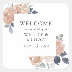 Sticker Carré Accueil simple Rustique Mariage Floral