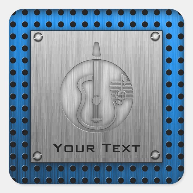 Sticker Carré Acoustic Guitar; brushed metal-look (Devant)
