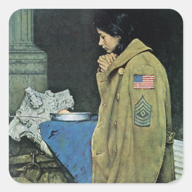 Sticker Carré Action de grâce pour les réfugiés (Devant)