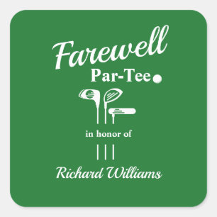 Sticker Carré Adieu Retraite Golf Clubs Theme Par Tee