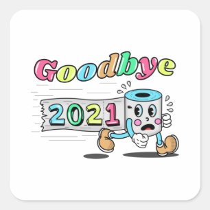 Sticker Carré Adieu rouleau papier Toilet 2021
