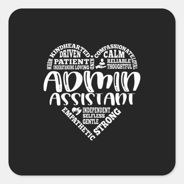 Sticker Carré Admin, Assistant administratif, assistant (Devant)