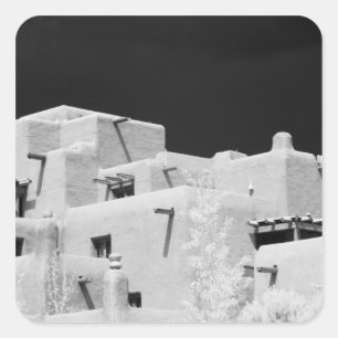 Sticker Carré Adobe de style Pueblo Inn at Loretto, Père Noël Fe