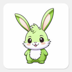 Sticker Carré adorable animal lapin