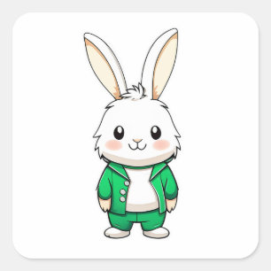 Sticker Carré adorable animal lapin