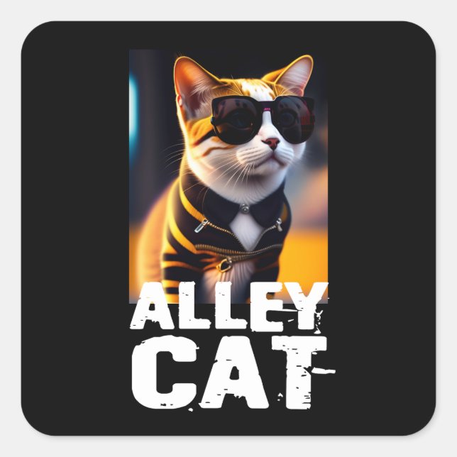 Sticker Carré Adorable Cute Cat en Tiger Tracksuit (Devant)