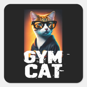 Sticker Carré Adorable Cute Chat en Tracksuit