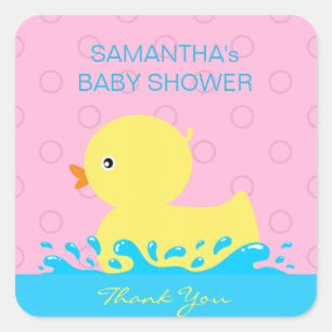 Sticker Carré Adorable Jaune Bleu Rose Caoutchouc Ducky Baby Dou