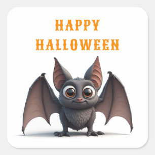 Sticker Carré Adorable petite chauve-souris avec visage heureux