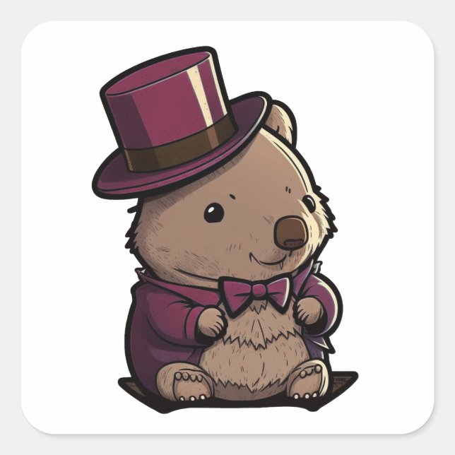Sticker Carré Adorable Wombat (Devant)