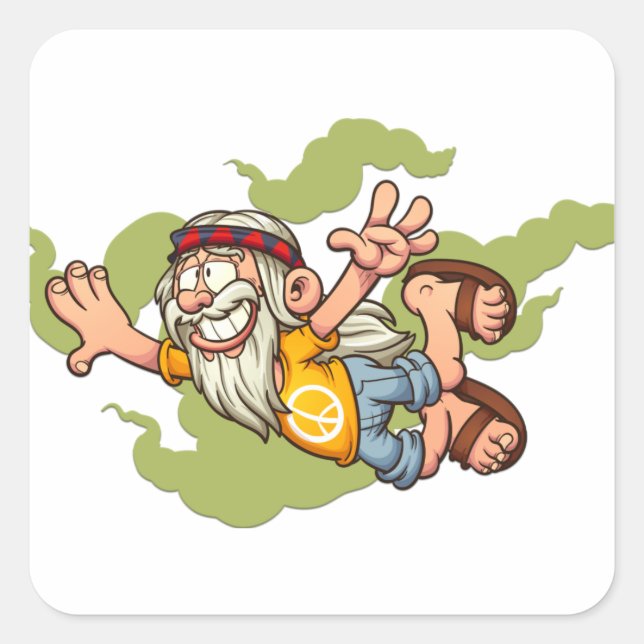 Sticker Carré Adorables Bohemian mite Flying Hippie (Devant)