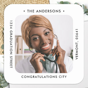 Sticker Carré Adresse de retour de la graduation photo personnal