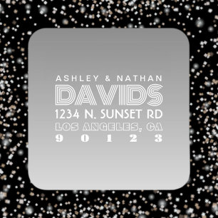 Sticker Carré Adresse de retour grise ombrée créative unique