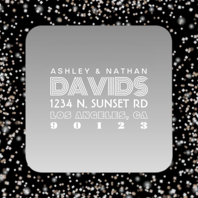 Sticker Carré Adresse de retour grise ombrée créative unique (Créateur téléchargé)