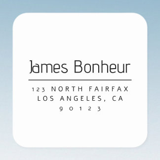 Sticker Carré Adresse de retour moderne et élégant noir et blanc