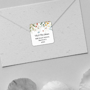 Sticker Carré Adresse de style floral vintage hollandais aquarel