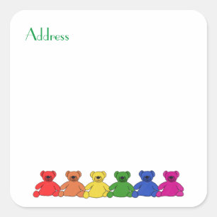 Sticker Carré Adresse Rainbow Teddies