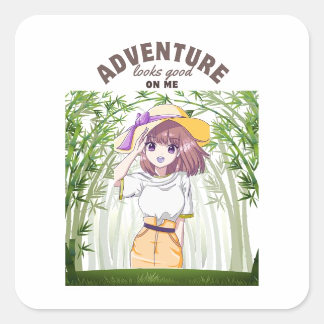 Sticker Carré Adventure Looks Good on Me - Camping (Devant)