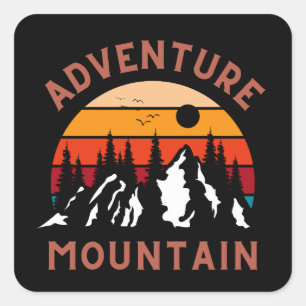 Sticker Carré Adventure Mountain