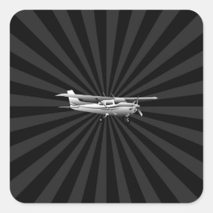 Sticker Carré Aéronef Cessna Silhouette Flying Black Burning