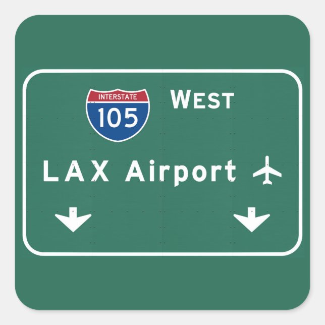 Sticker Carré Aéroport I-105 W Ca d'un état à un autre de Los (Devant)