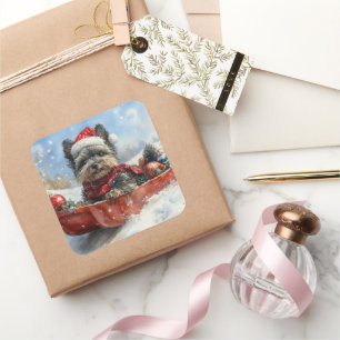 Sticker Carré Affenpinscher Chien dans la corniche laissez-le ne