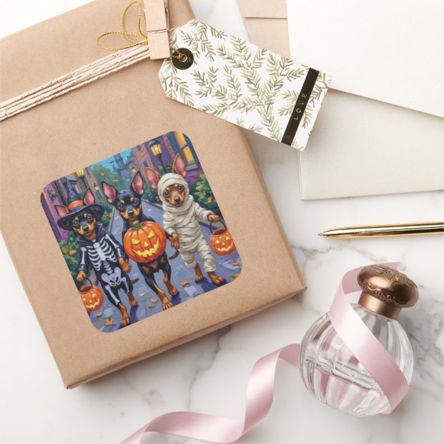 Sticker Carré Affenpinscher Chiens Trick-or-Treating en Hallowee (Cadeaux)