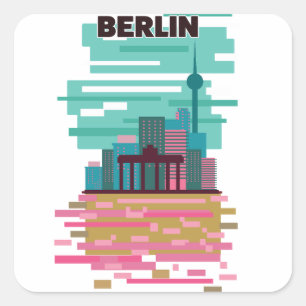 Sticker Carré Affiche Berlin Travel