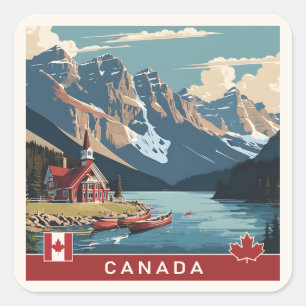 Sticker Carré Affiche Canada Travel