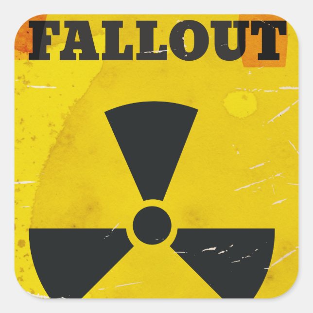 Sticker Carré Affiche d'avertissement vintage de Fallout Shelter (Devant)