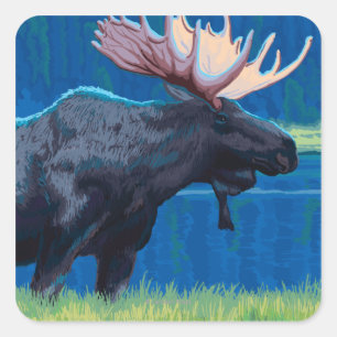 Sticker Carré Affiche de Vintage voyage de MontanaMoose