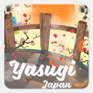 Sticker Carré Affiche de voyage à Kyoto Japon