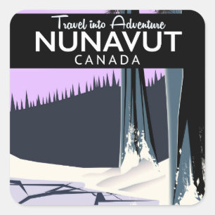 Sticker Carré Affiche de voyage au Nunavut Canada
