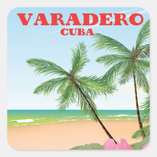 Sticker Carré Affiche de voyage de la plage cubaine de Varadero