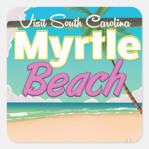 Sticker Carré Affiche de voyage de Myrtle Beach en Caroline du S