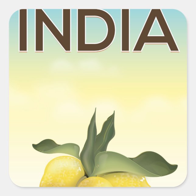 Sticker Carré Affiche de voyage India Lemon (Devant)