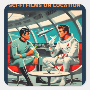 Sticker Carré Affiche de voyage spatial Martini Films de science
