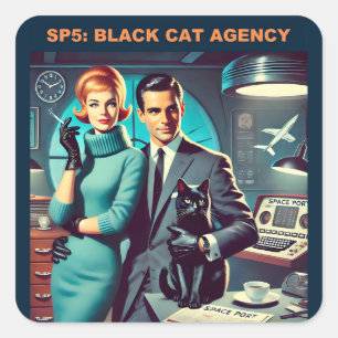 Sticker Carré Affiche de voyage spatial Martini SP5 : Agence Bla