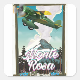 Sticker Carré Affiche de voyage Suisse Monta Rosa