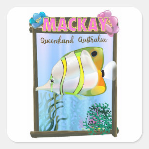 Sticker Carré Affiche de voyage tropical Mackay Australie