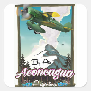 Sticker Carré Affiche de voyage vintage Aconcagua -Argentine.