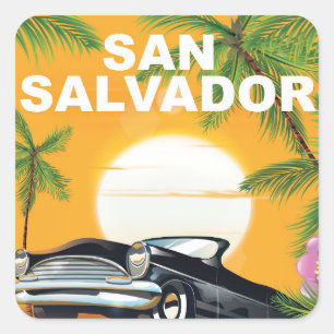 Sticker Carré Affiche de voyage vintage de San Salvador
