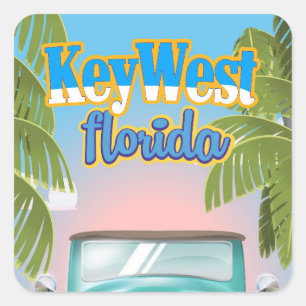 Sticker Carré Affiche de voyage vintage Key West, Floride États-