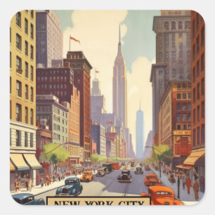Sticker Carré Affiche de voyage vintage New York City
