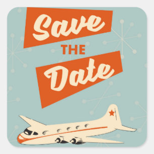 Sticker Carré Affiche de voyage vintage pour réserver la date