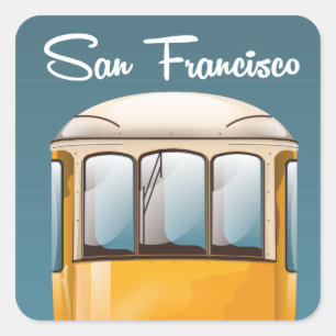 Sticker Carré Affiche de voyage vintage San Francisco