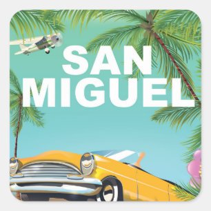 Sticker Carré Affiche de voyage vintage San Miguel El Salvador