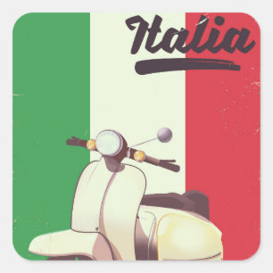 Sticker Carré Affiche de voyage vintage scooter Italia